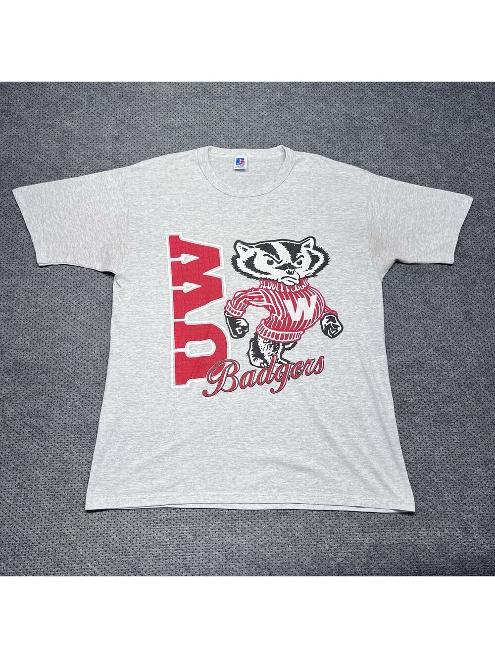 Vintage 80S University Of Wisconsin Badgers T-Shirt XL RARE MEN Russell Athletic